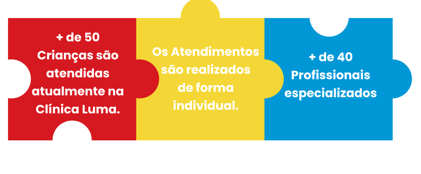 uma peça vermelha, azul e amarela. dados de profissionais e atendimento.